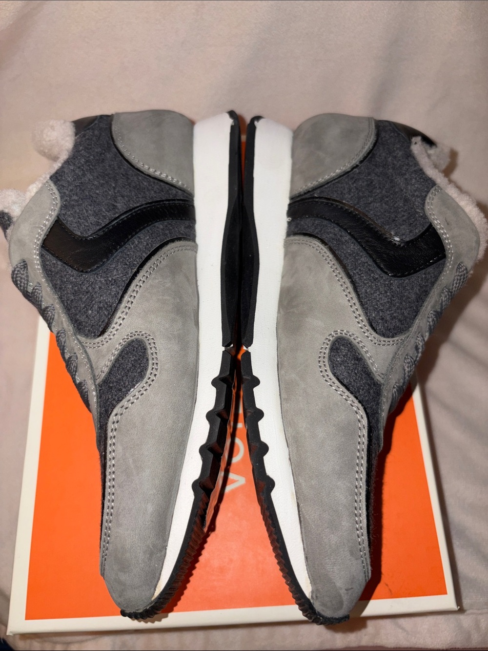 NWT VOILE BLANCHE JULIA Fur Leather and Fabric Sneakers in Grey -Anthracite - Picture 14 of 15